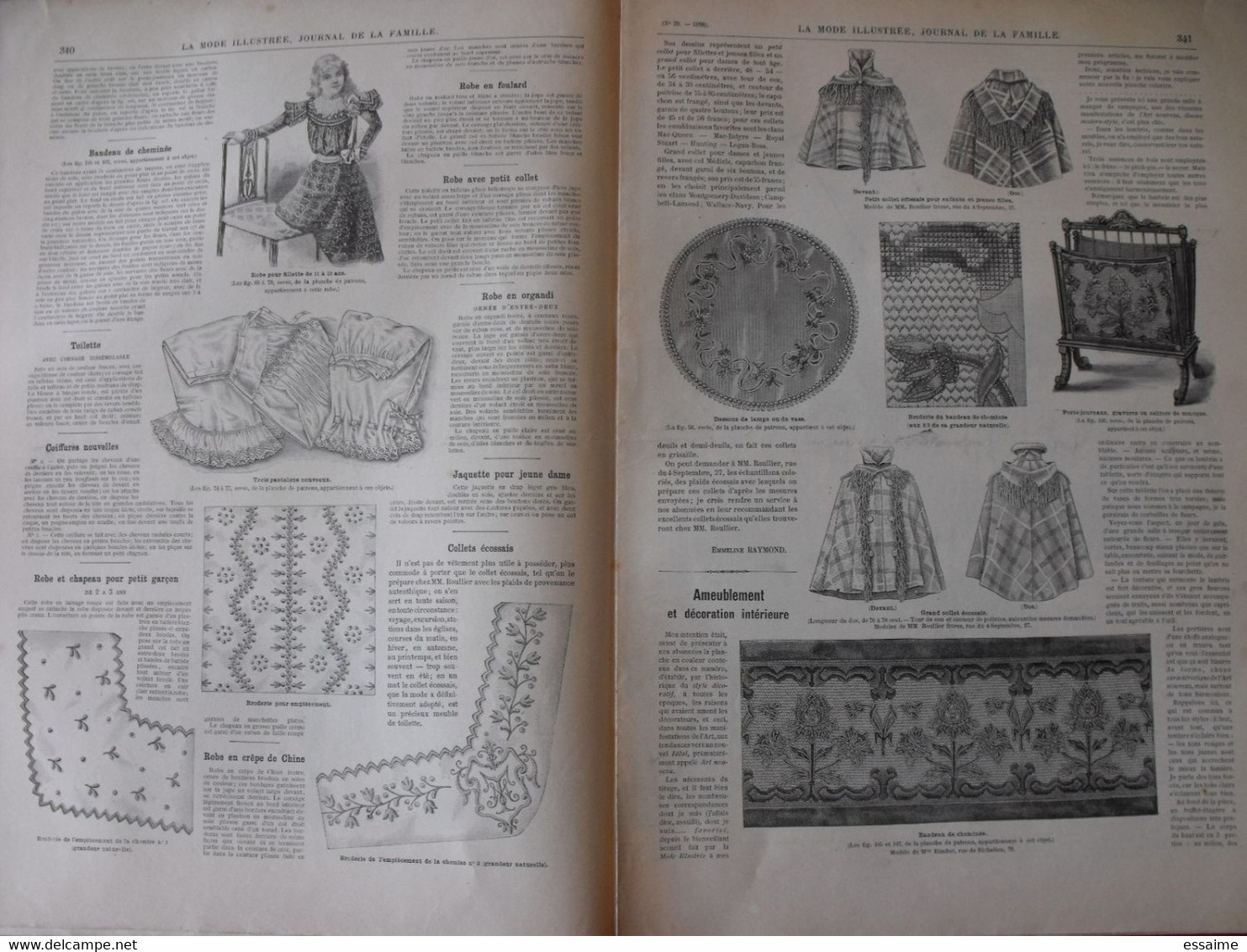 4 revues la mode illustrée, journal de la famille.  n° 28,29,30,31 de 1898. couverture en couleur. jolies gravures