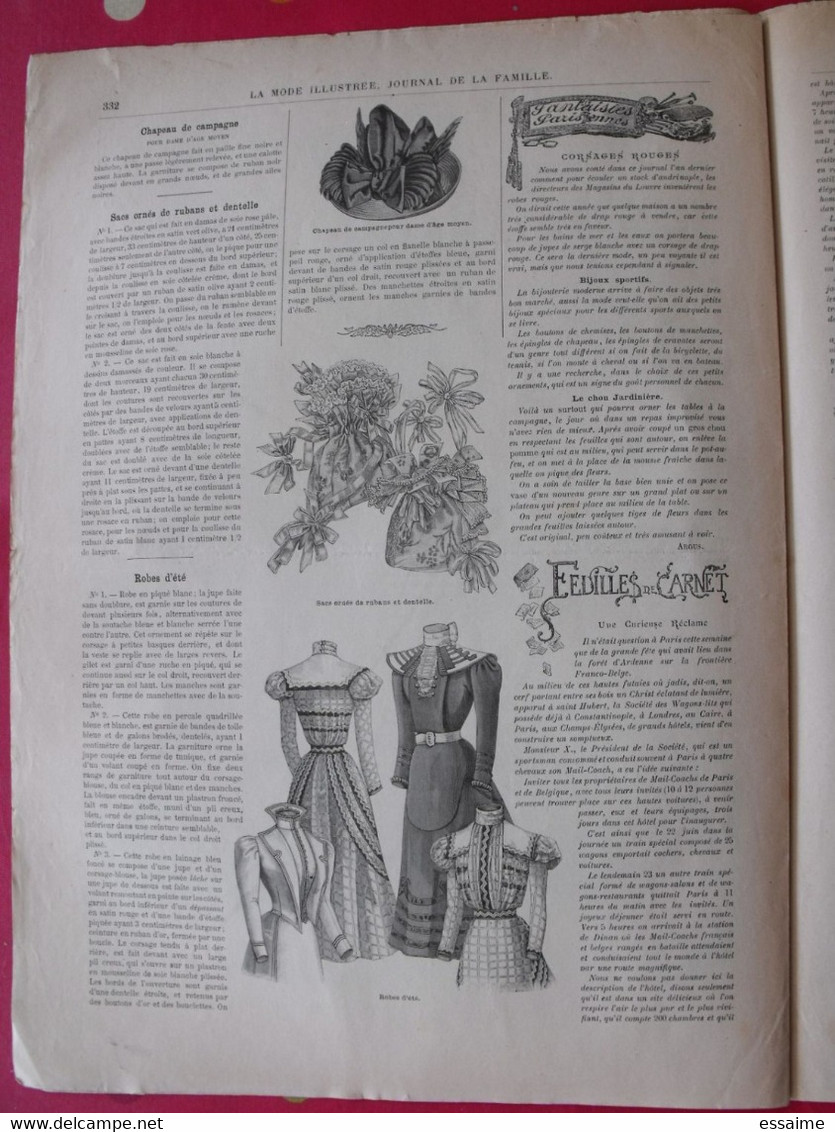 4 revues la mode illustrée, journal de la famille.  n° 28,29,30,31 de 1898. couverture en couleur. jolies gravures