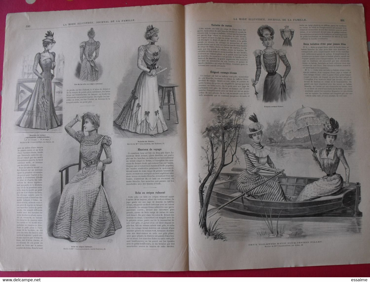 4 revues la mode illustrée, journal de la famille.  n° 28,29,30,31 de 1898. couverture en couleur. jolies gravures