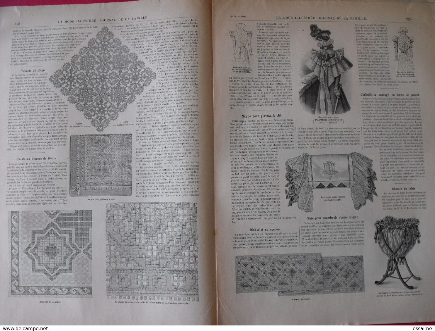 4 revues la mode illustrée, journal de la famille.  n° 28,29,30,31 de 1898. couverture en couleur. jolies gravures