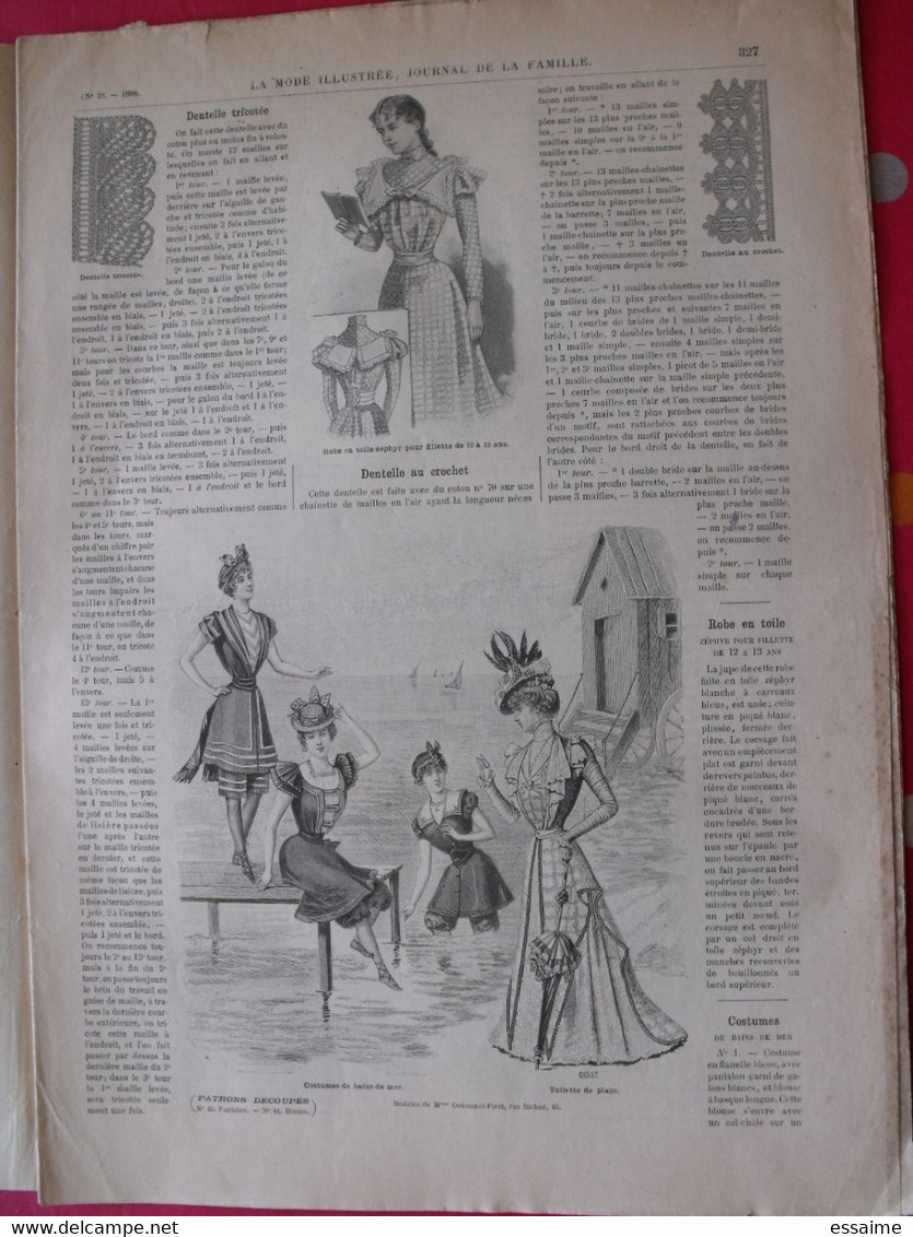 4 revues la mode illustrée, journal de la famille.  n° 28,29,30,31 de 1898. couverture en couleur. jolies gravures