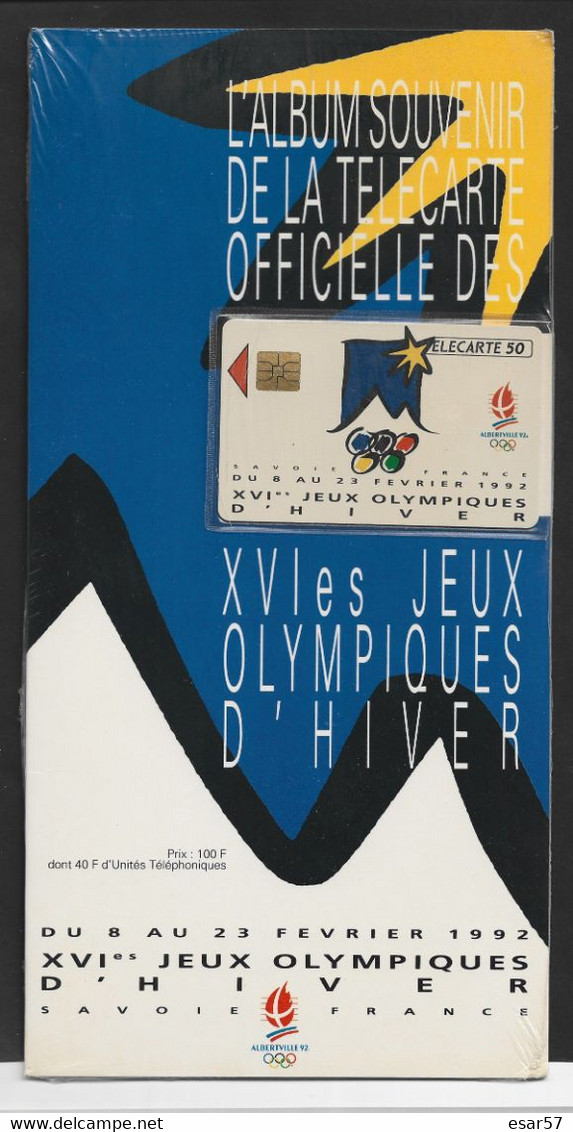 TELECARTE 50u Avec Encart "16ème Jeux Olympiques D'hiver Albertville 92 ".NSB Carte Non Utilisée Tirage 61.000 Ex. - 1992