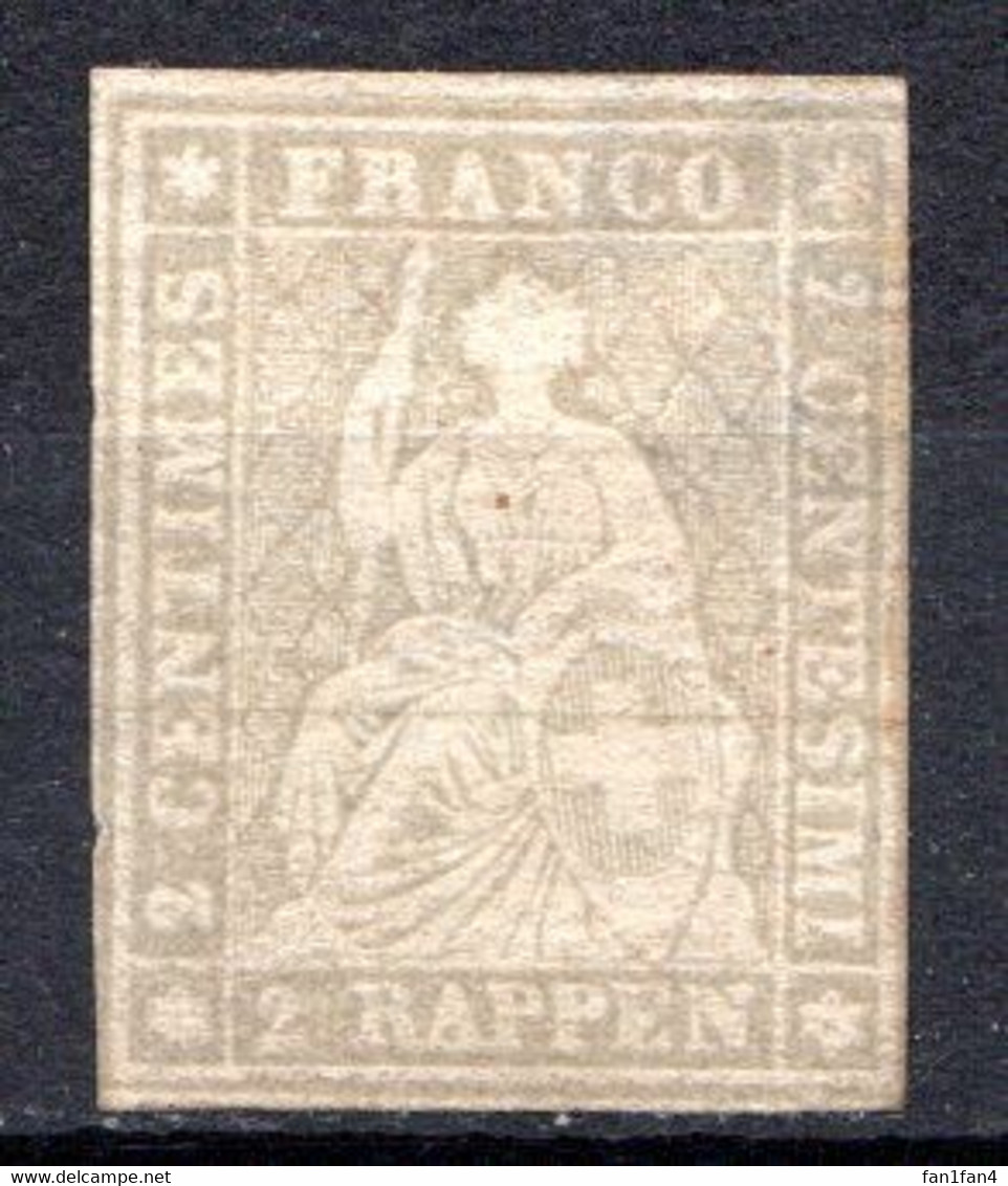 SUISSE - (Postes Fédérales) - 1854-62 - N° 25 - 2 R. Gris - (Helvetia) - (Fil De Soie Vert) - Other & Unclassified