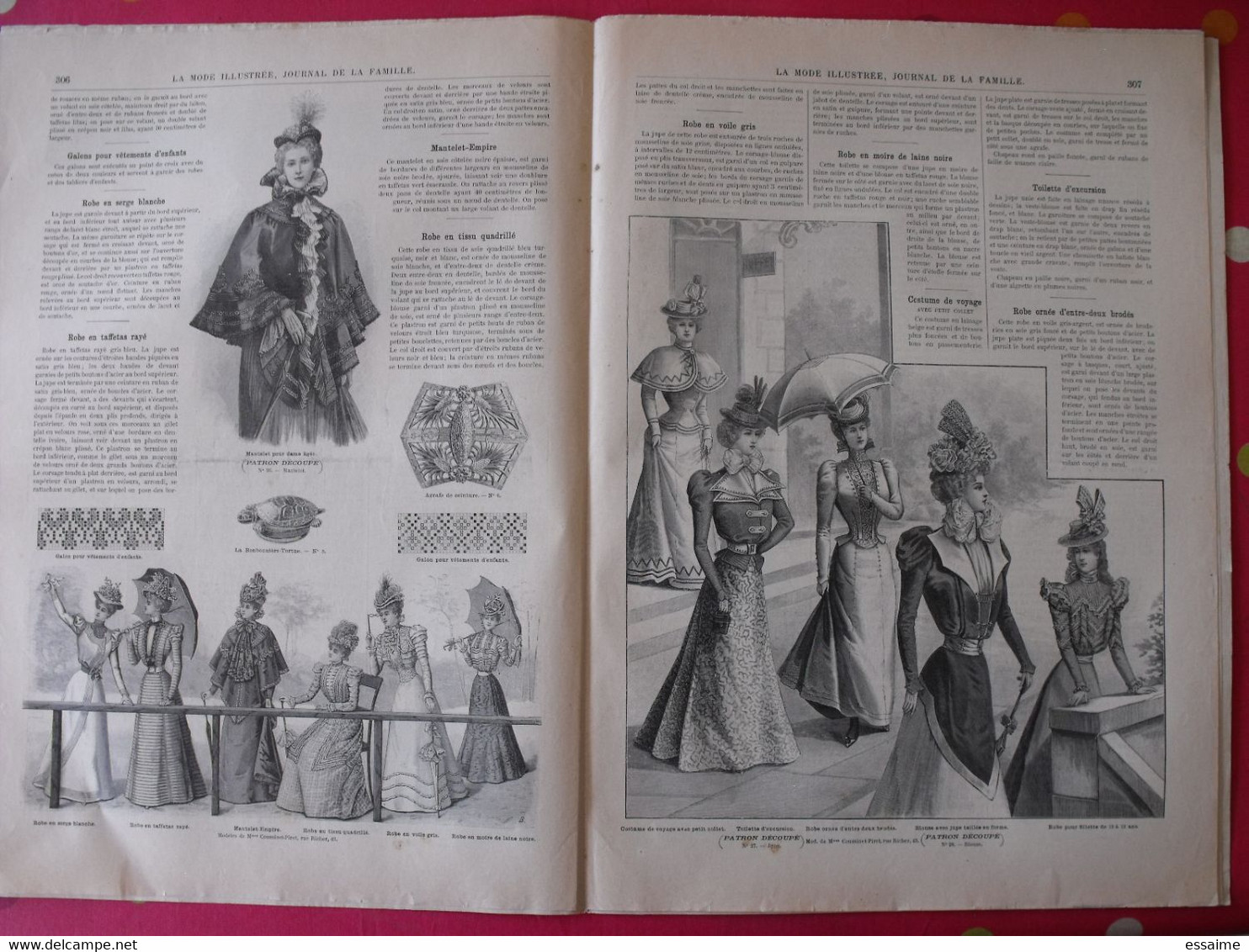 4 revues la mode illustrée, journal de la famille.  n° 23,25,26,27 de 1898. couverture en couleur. jolies gravures