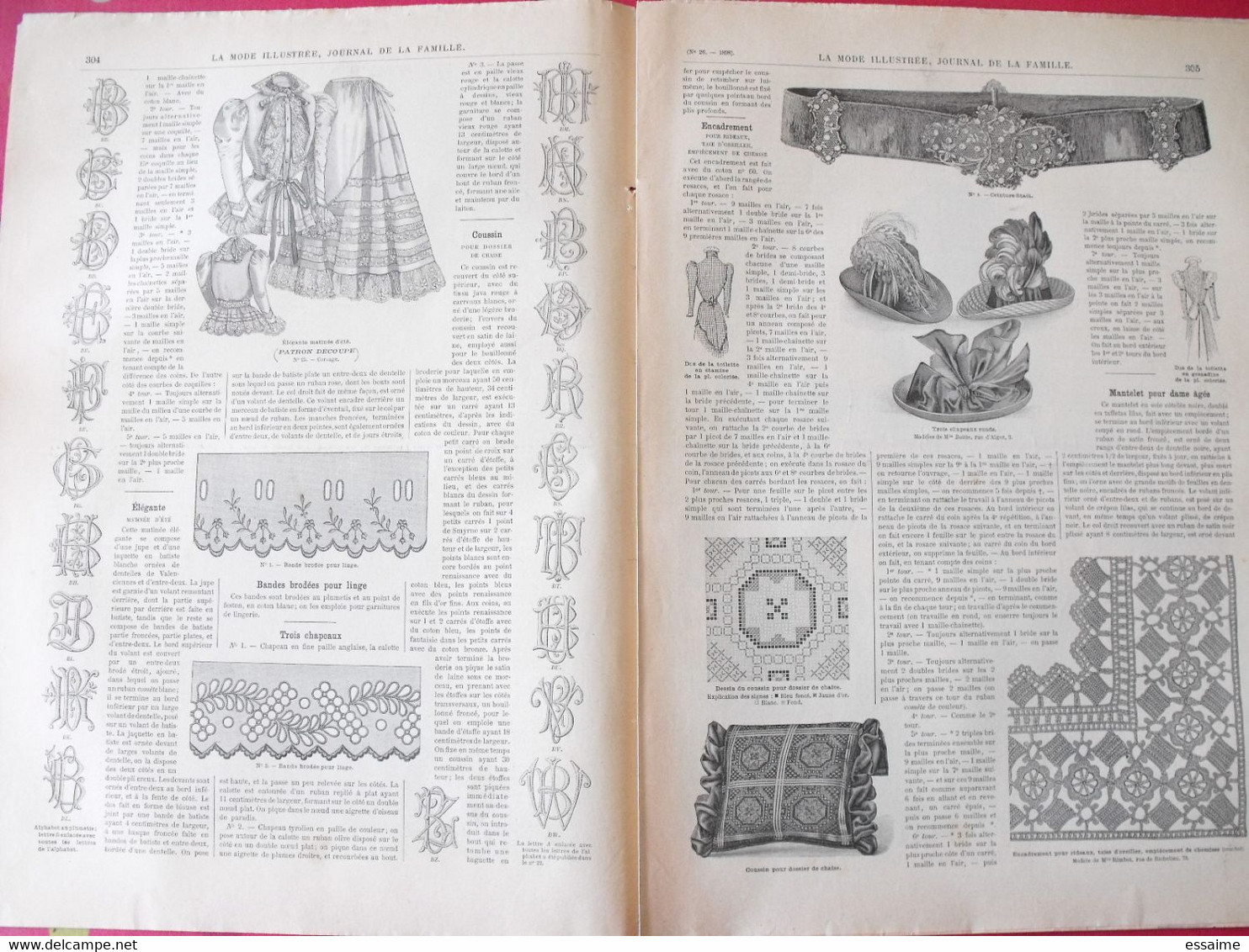 4 revues la mode illustrée, journal de la famille.  n° 23,25,26,27 de 1898. couverture en couleur. jolies gravures