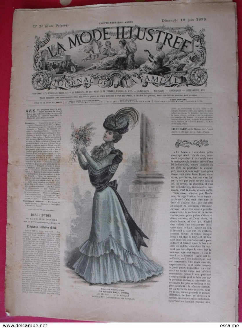 4 revues la mode illustrée, journal de la famille.  n° 23,25,26,27 de 1898. couverture en couleur. jolies gravures