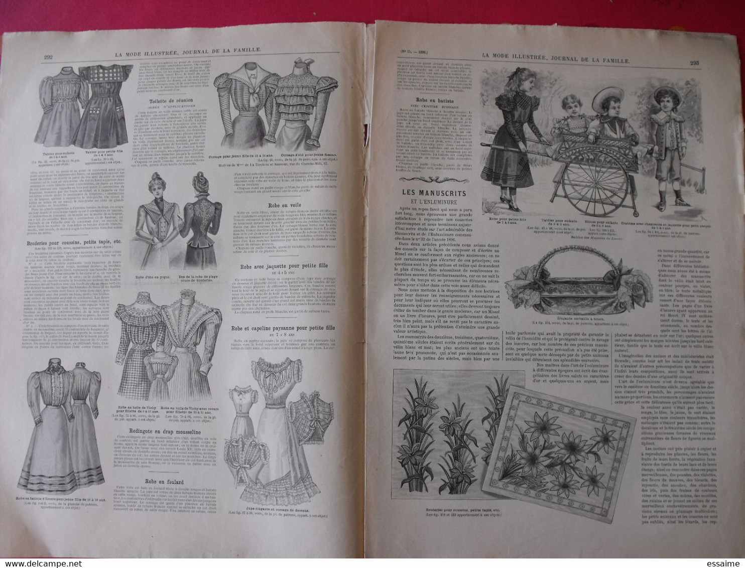 4 revues la mode illustrée, journal de la famille.  n° 23,25,26,27 de 1898. couverture en couleur. jolies gravures