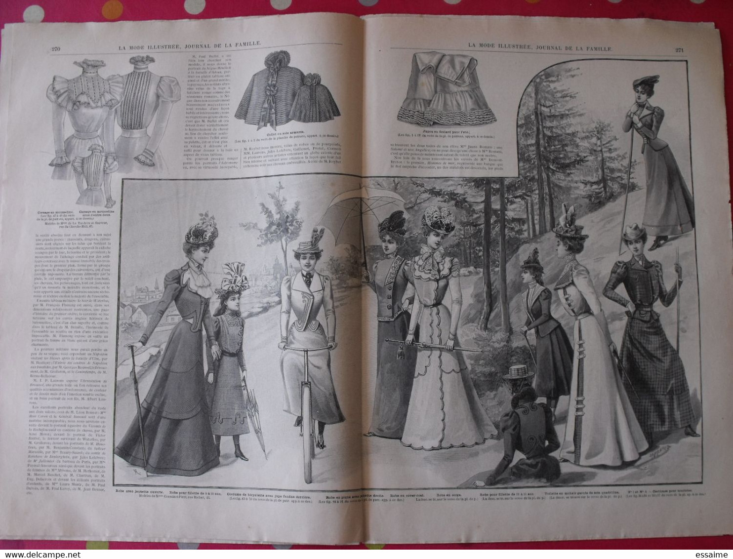 4 revues la mode illustrée, journal de la famille.  n° 23,25,26,27 de 1898. couverture en couleur. jolies gravures