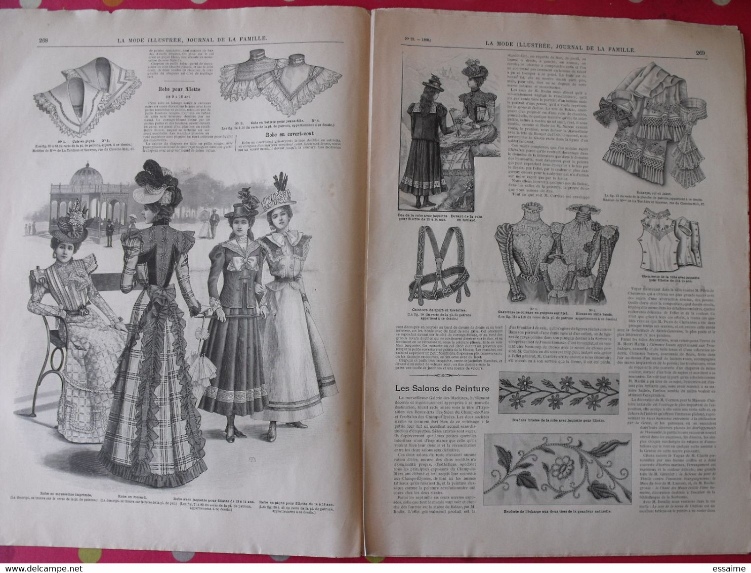 4 revues la mode illustrée, journal de la famille.  n° 23,25,26,27 de 1898. couverture en couleur. jolies gravures