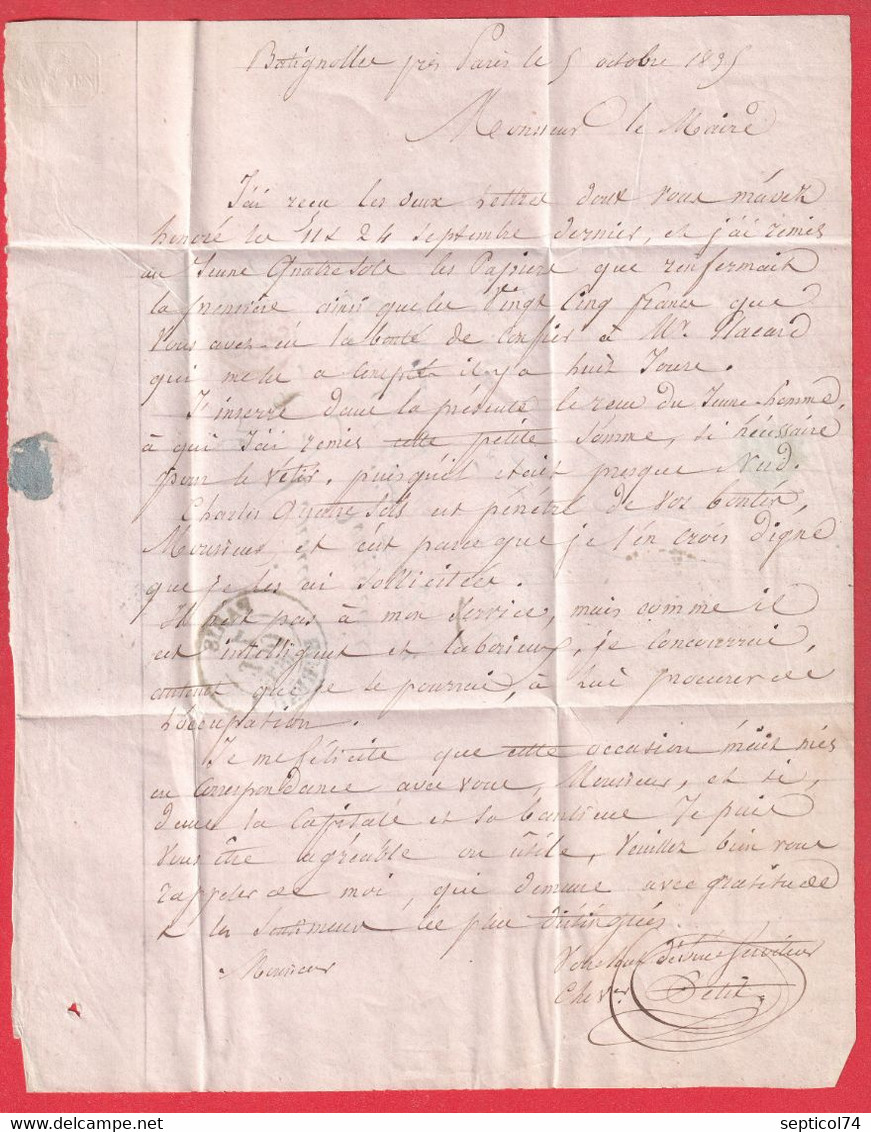 PARIS BUREAU J CAD TYPE 13 + 60 PP J EN ROUGE 1835 AUMALE SEINE INIFERIEURE - 1801-1848: Precursors XIX