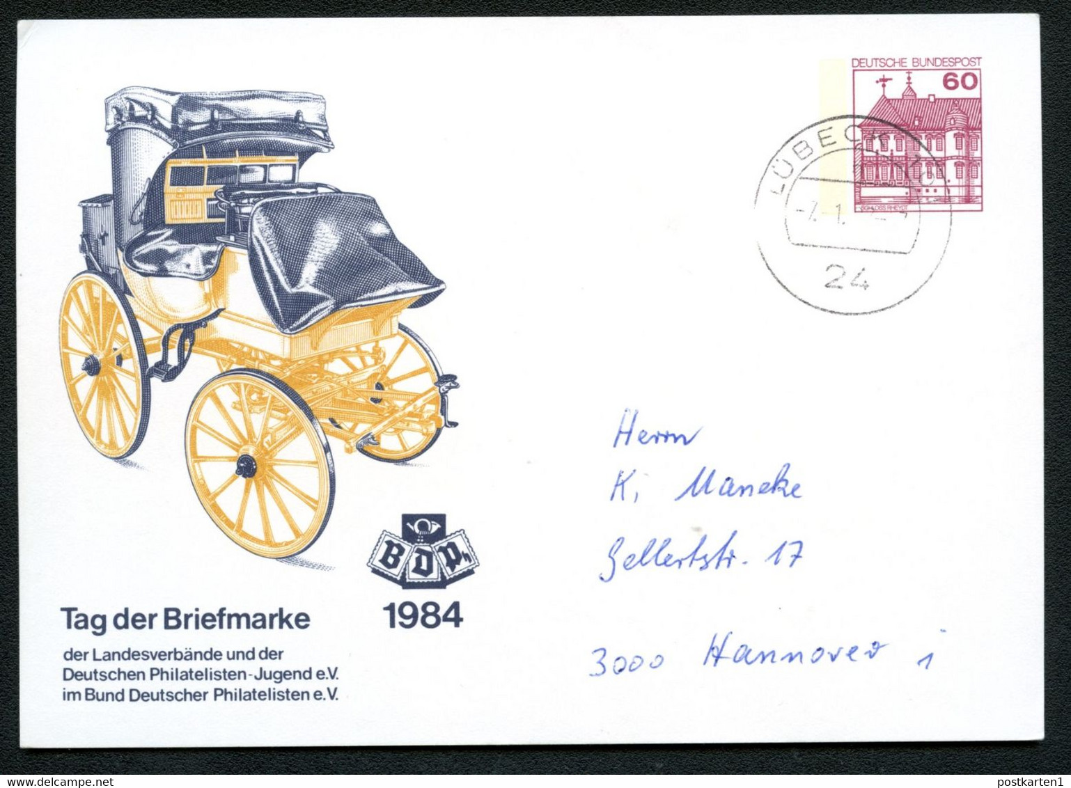 Bund PP106 C1/014-I POSTWAGEN REICHSPOST 1871 Tag Der Briefmarke Gebraucht 1987 - Private Postcards - Used