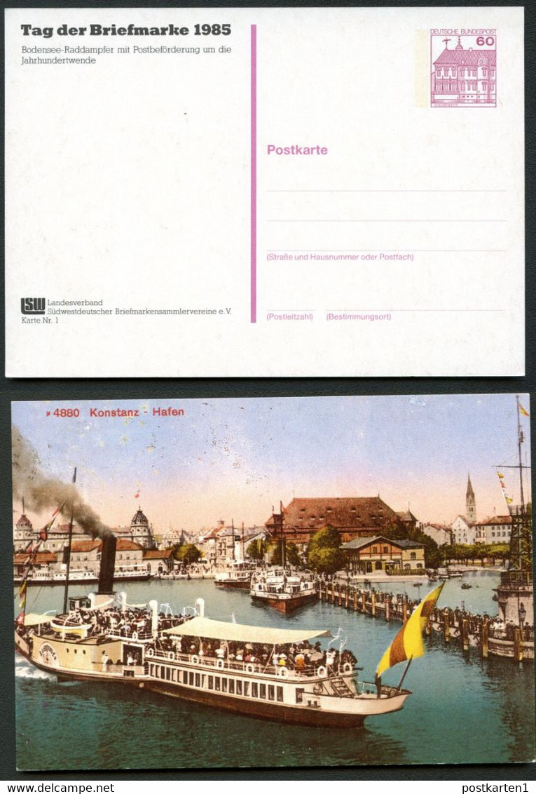 Bund PP106 C1/017 BODENSEE RADDAMPFER KONSTANZ HAFEN Sindelfingen 1985 - Private Postcards - Mint