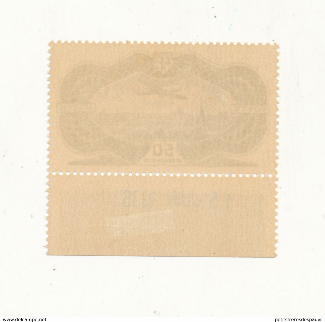 FRANCE Poste Aérienne 50 Frs Burelé YT N°15 Bord De Feuille - Charnière Légère Voir Scan - 1927-1959 Ungebraucht