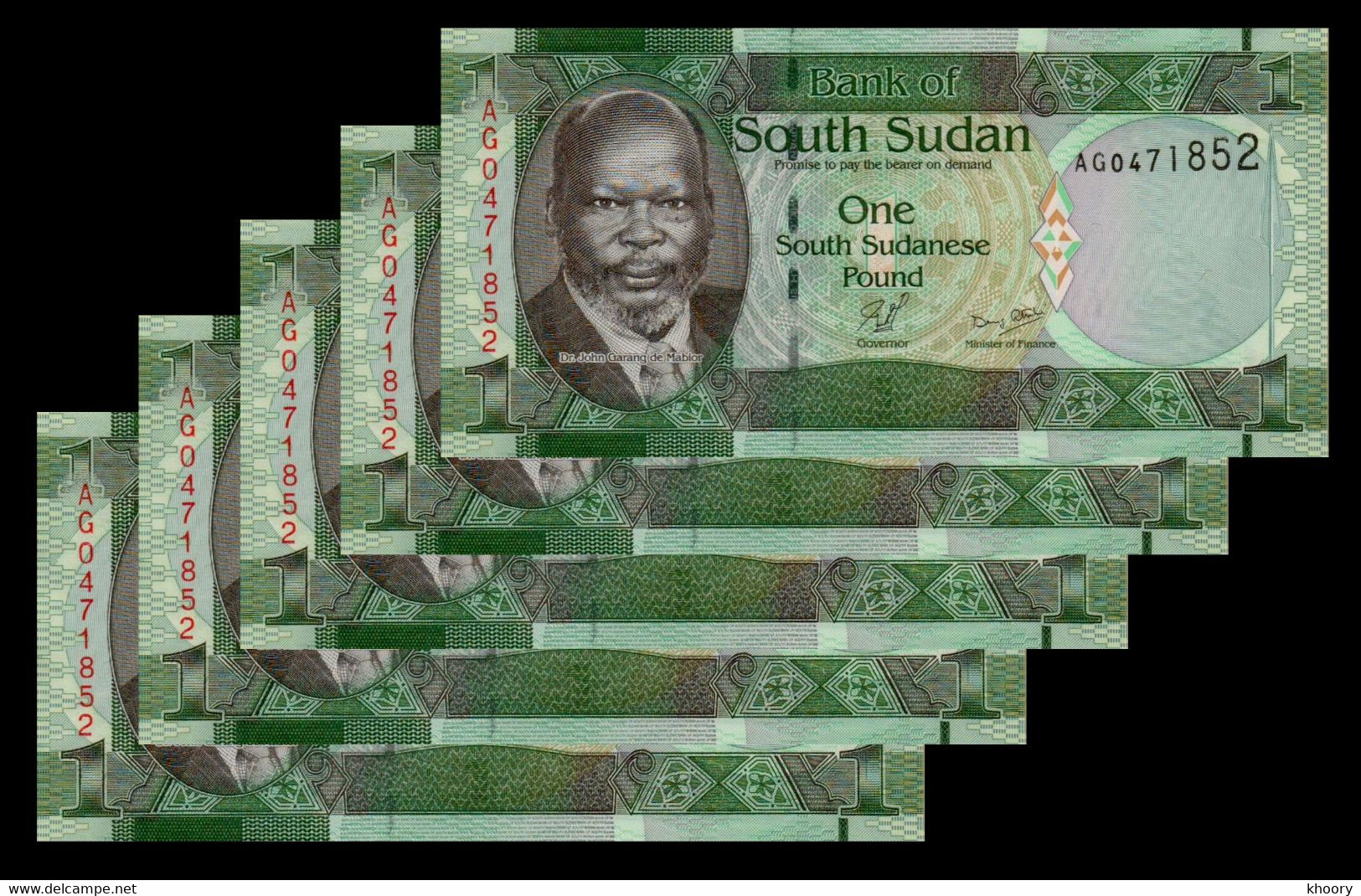 South Sudan 2011 UNC 1 Pound P5 (X 5 Pc's) - South Sudan