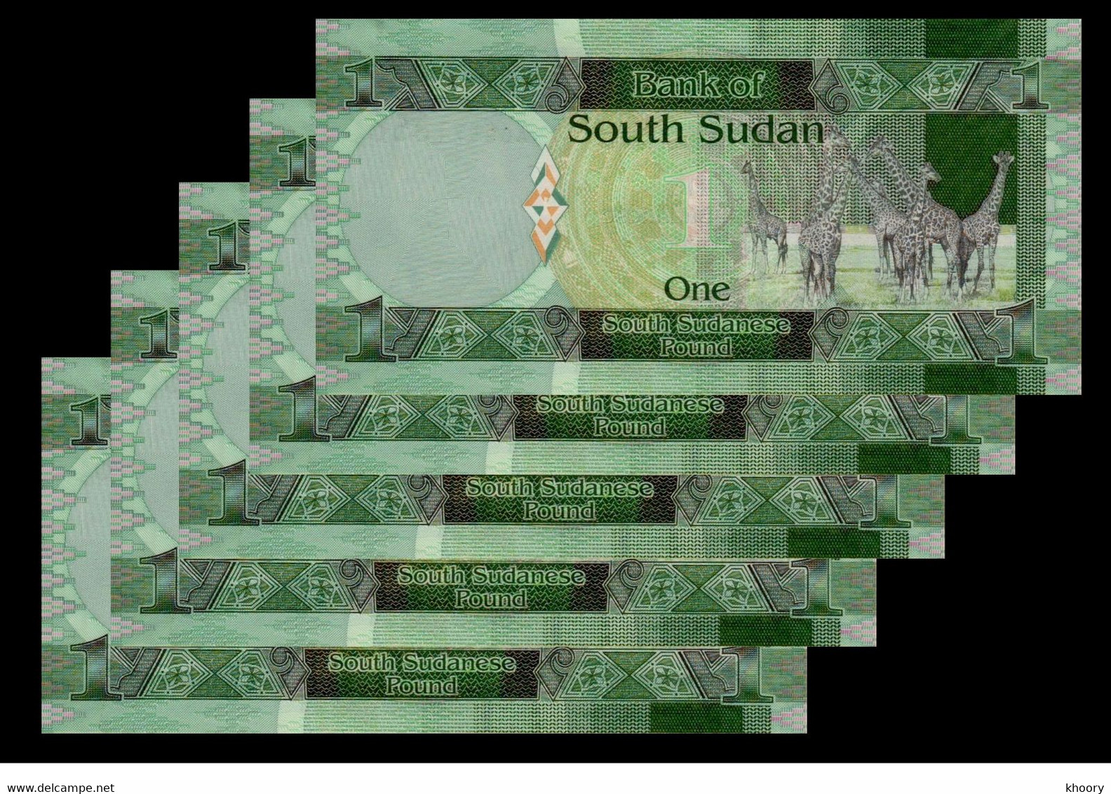 South Sudan 2011 UNC 1 Pound P5 (X 5 Pc's) - South Sudan