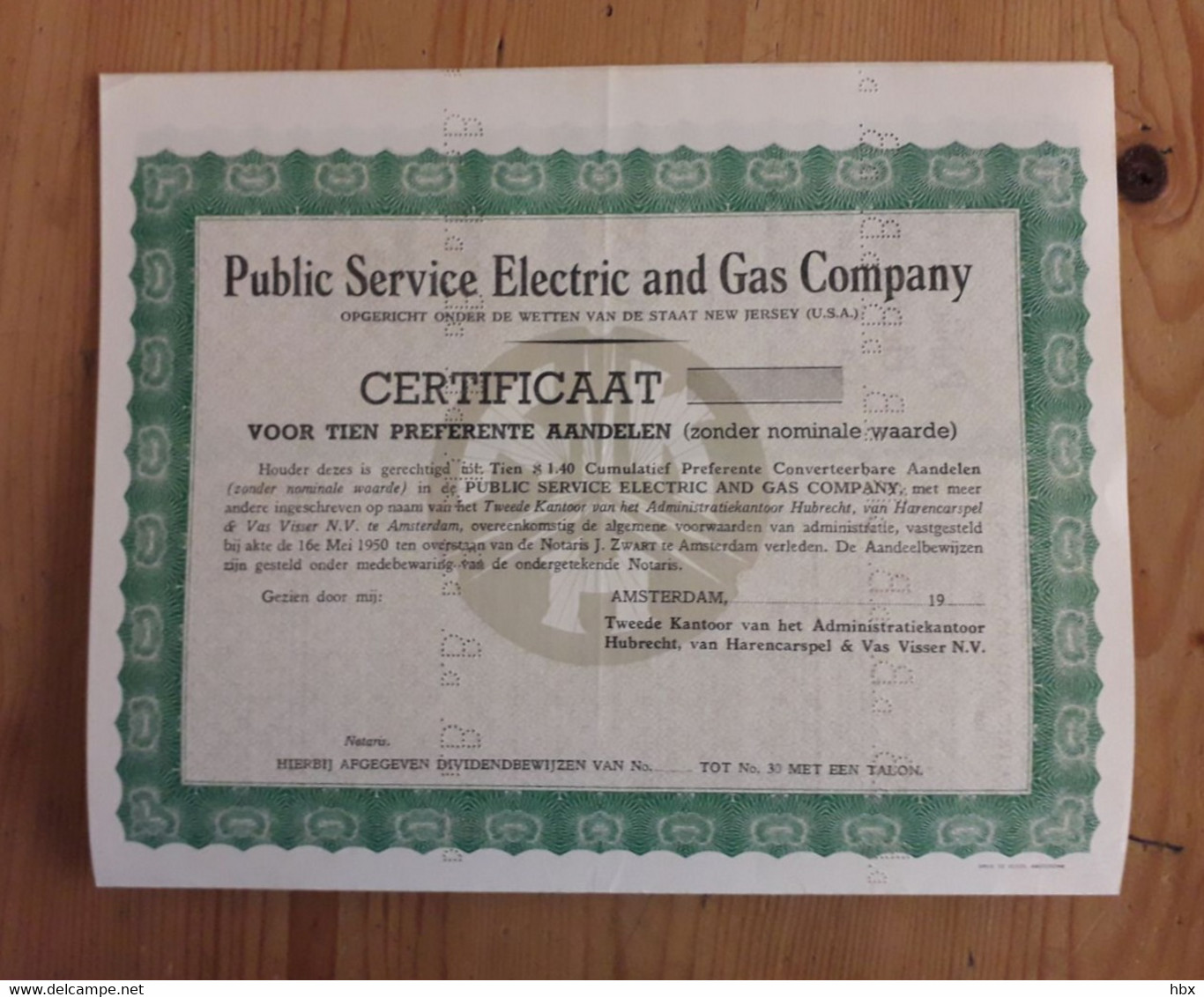 Public Service Electric And Gas Company - Specimen - 1950 - Elektrizität & Gas