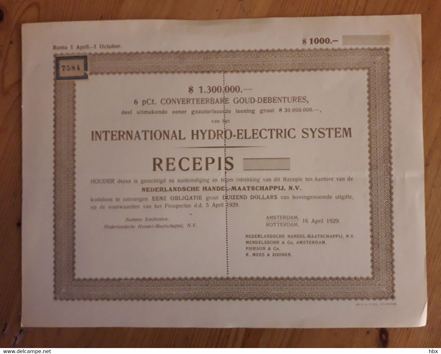 International Hydro-Electric Systems - Specimen - 1929 - Electricité & Gaz