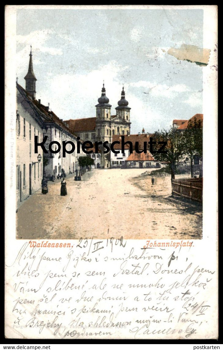 ALTE POSTKARTE WALDSASSEN JOHANNISPLATZ 1902 Kirche Ansichtskarte AK Cpa Postcard - Waldsassen