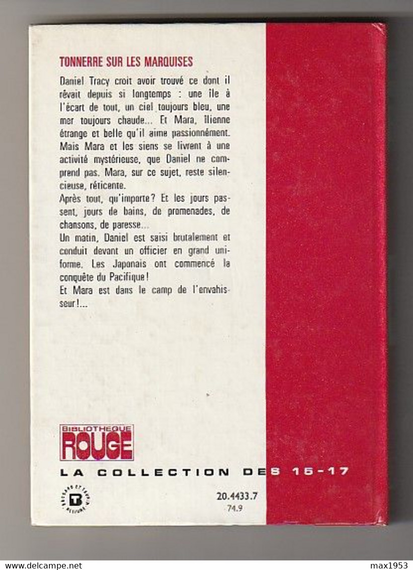 BERNARD VILLARET - TONNERRE SUR LES MARQUISES -- Hachette - Bibliothèque Rouge , 1974 - Hachette