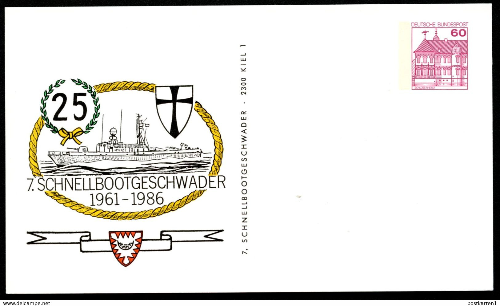Bund PP106 C2/025 25 J. 7. SCHNELLBOOTGESCHWADER Kiel 1986 - Cartes Postales Privées - Neuves