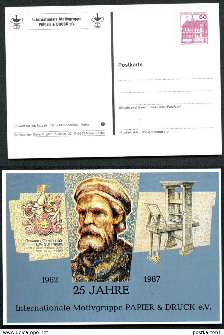 Bund PP106 C2/033 JOHANNES GUTENBERG Mainz 1987 - Privatpostkarten - Ungebraucht