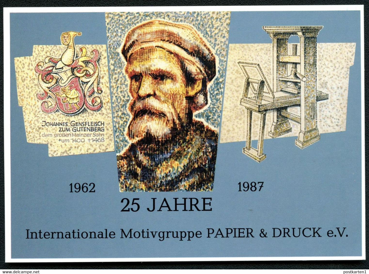 Bund PP106 C2/033 JOHANNES GUTENBERG Mainz 1987 - Cartes Postales Privées - Neuves