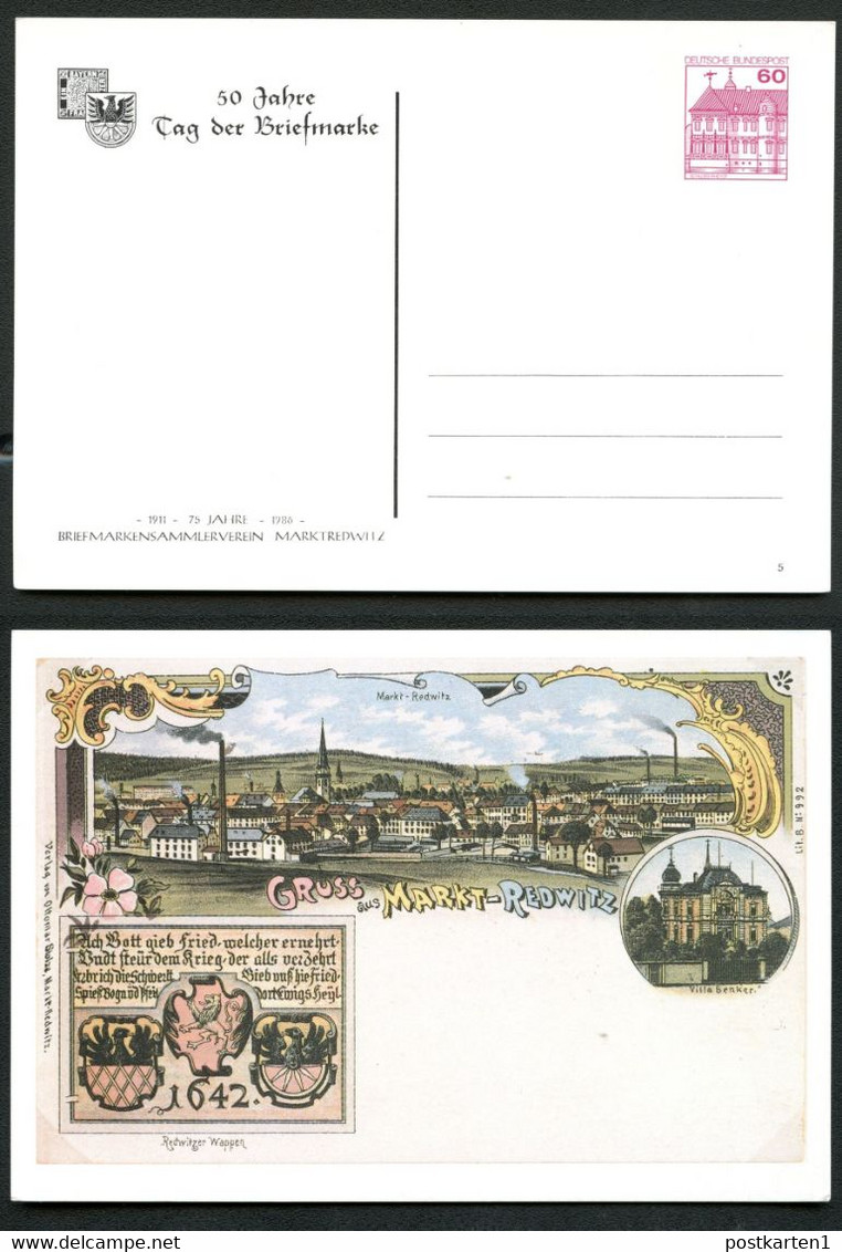 Bund PP106 C2/037 ANSICHTEN WAPPEN MARKTREDWITZ 1986 - Cartes Postales Privées - Neuves