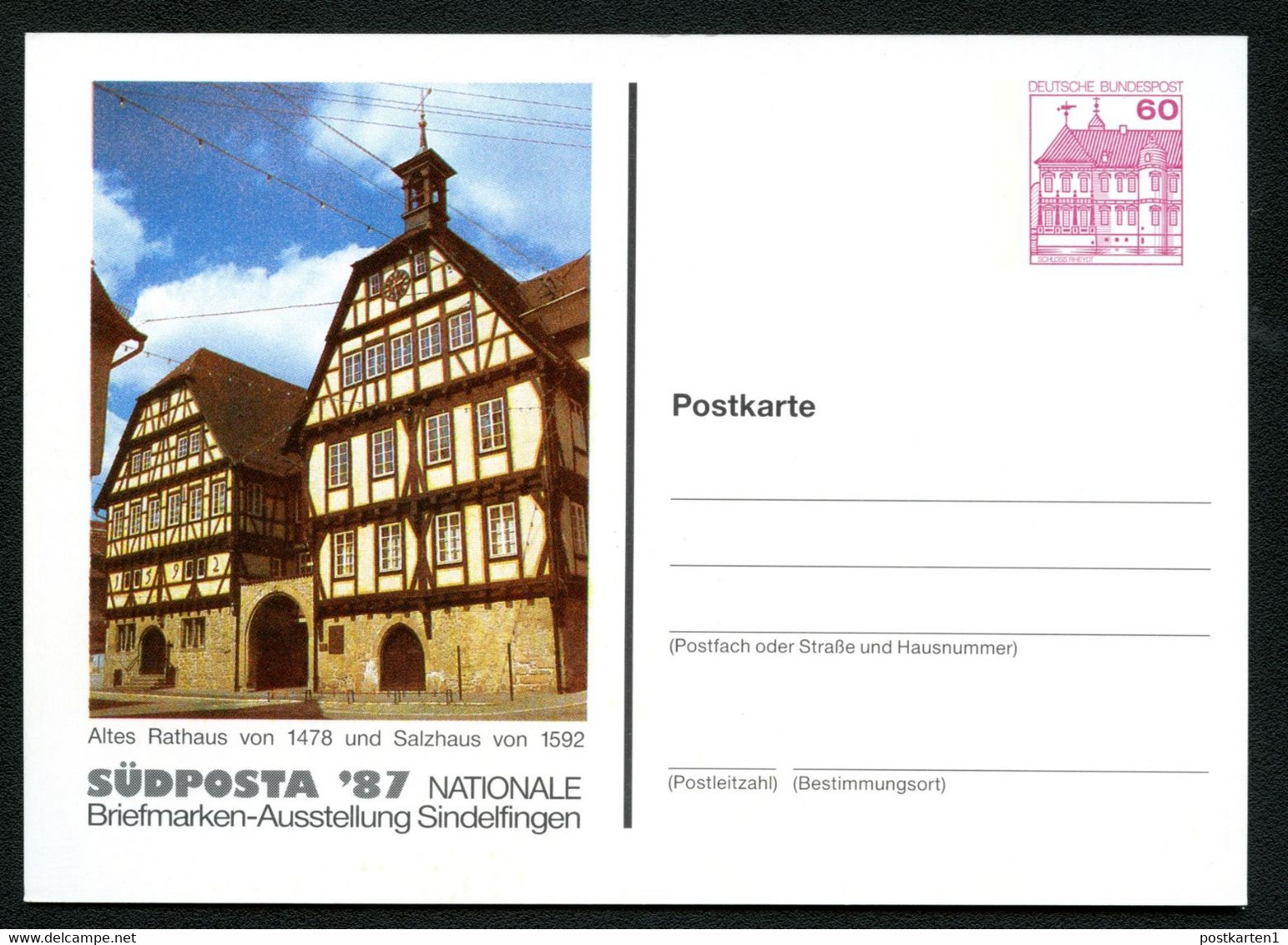 Bund PP106 C2/50 SÜDPOSTA RATHAUS SALZHAUS +LUFT-SCHNELLVERKEHR Sindelfingen1987 NGK 8,00 € - Privatpostkarten - Ungebraucht