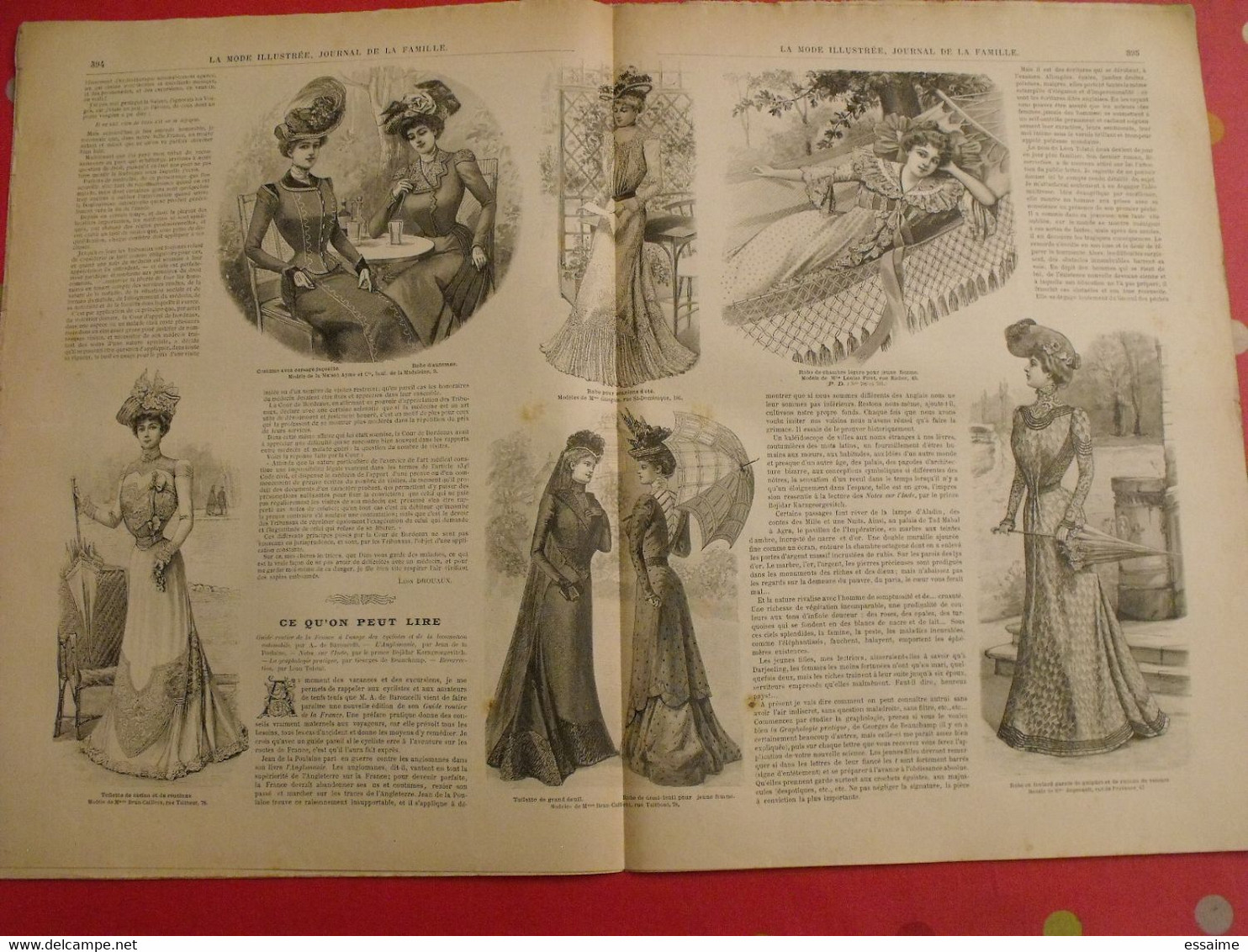 4 revues la mode illustrée, journal de la famille.  n° 29,30,32,33 de 1900. couverture en couleur. jolies gravures