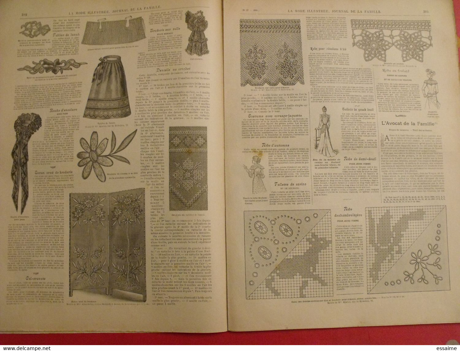 4 revues la mode illustrée, journal de la famille.  n° 29,30,32,33 de 1900. couverture en couleur. jolies gravures