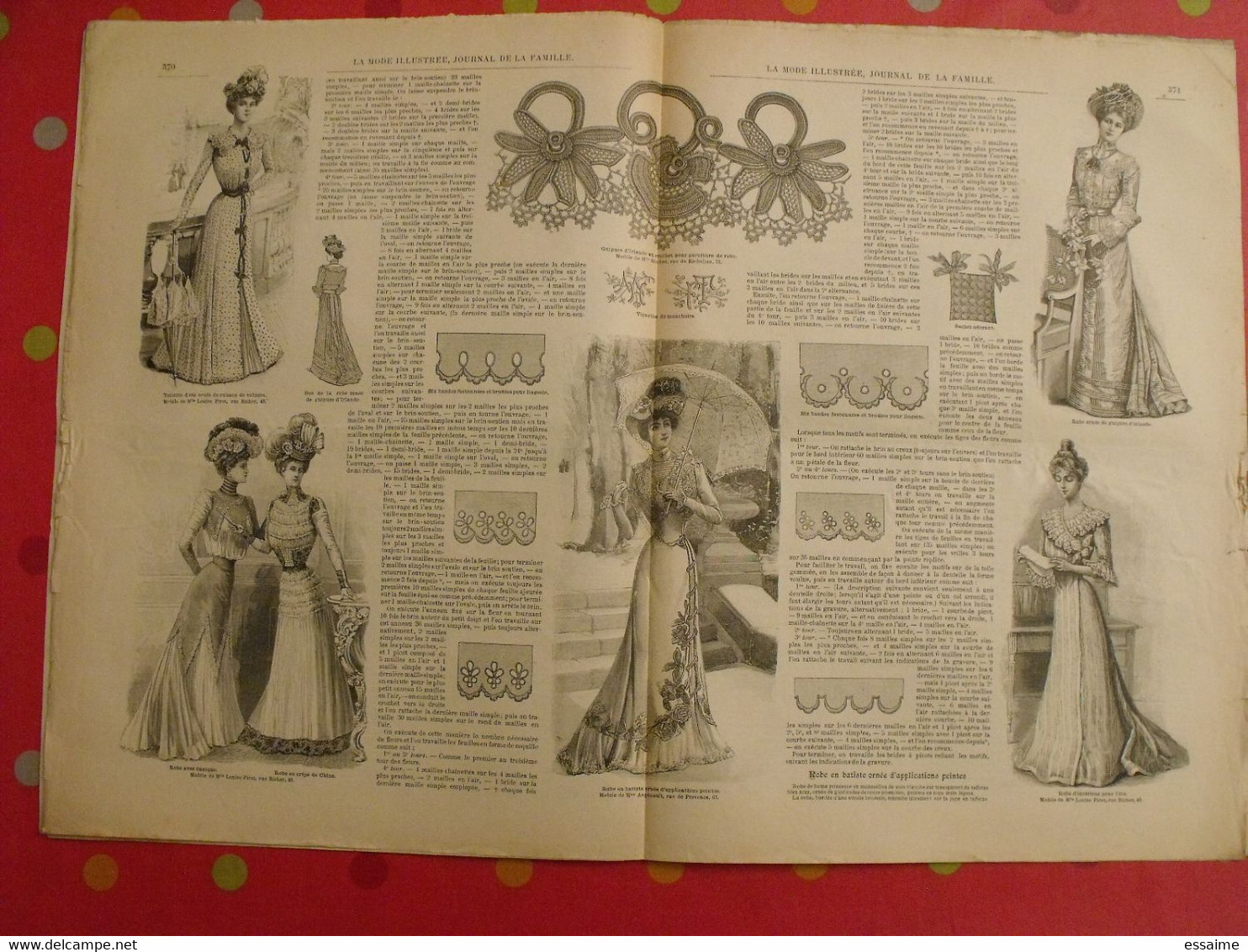 4 revues la mode illustrée, journal de la famille.  n° 29,30,32,33 de 1900. couverture en couleur. jolies gravures