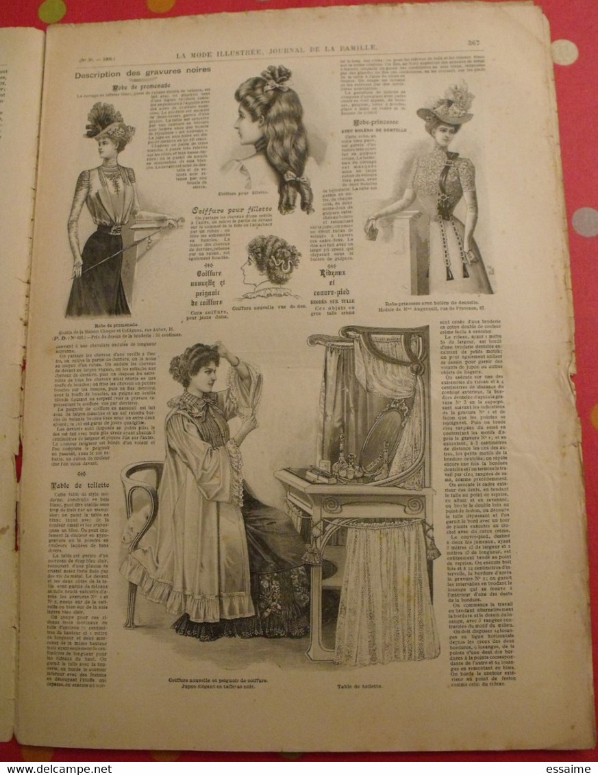 4 revues la mode illustrée, journal de la famille.  n° 29,30,32,33 de 1900. couverture en couleur. jolies gravures