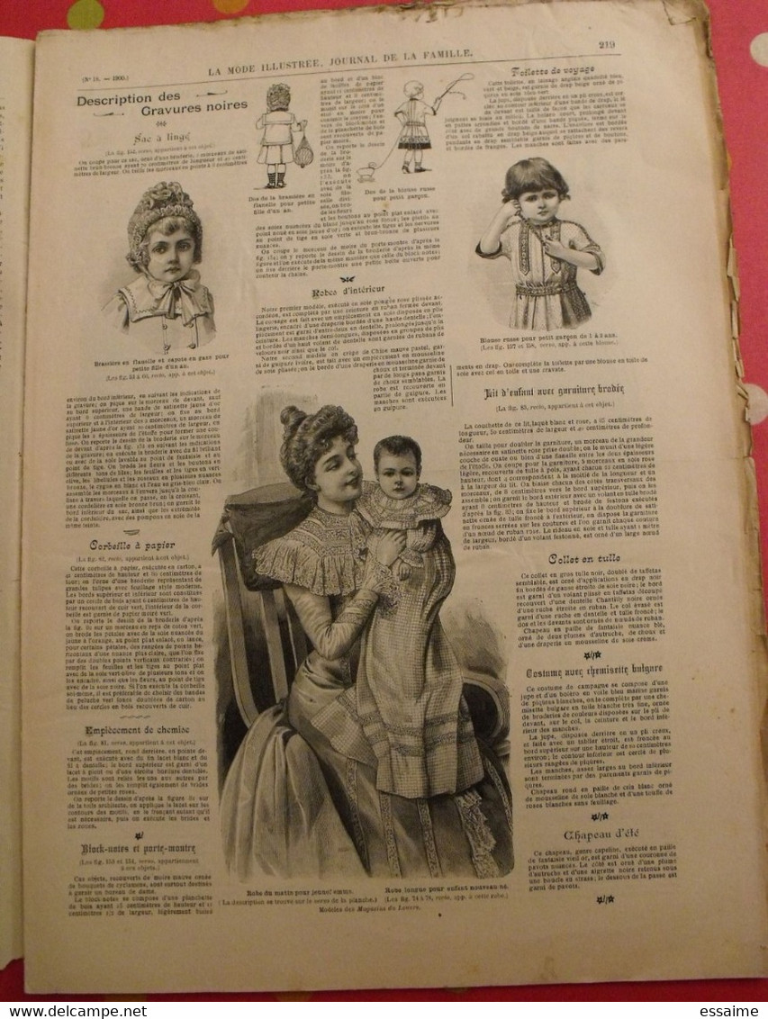 4 revues la mode illustrée, journal de la famille.  n° 15,16,17,18 de 1900. couverture en couleur. jolies gravures