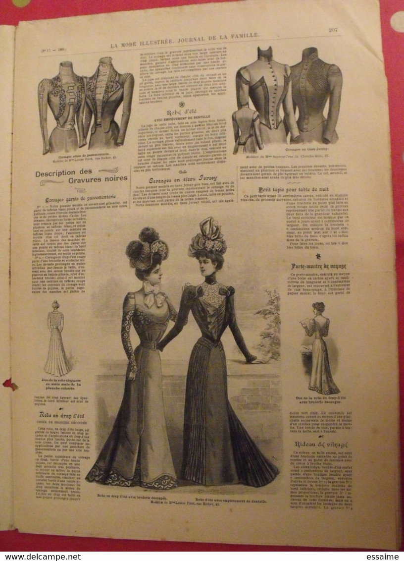 4 revues la mode illustrée, journal de la famille.  n° 15,16,17,18 de 1900. couverture en couleur. jolies gravures