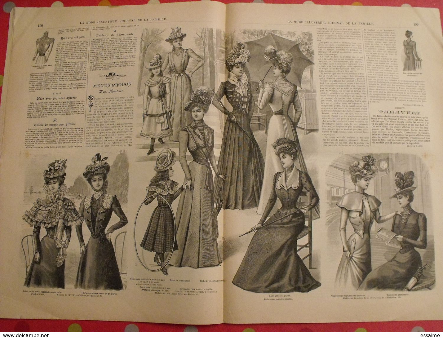 4 revues la mode illustrée, journal de la famille.  n° 15,16,17,18 de 1900. couverture en couleur. jolies gravures