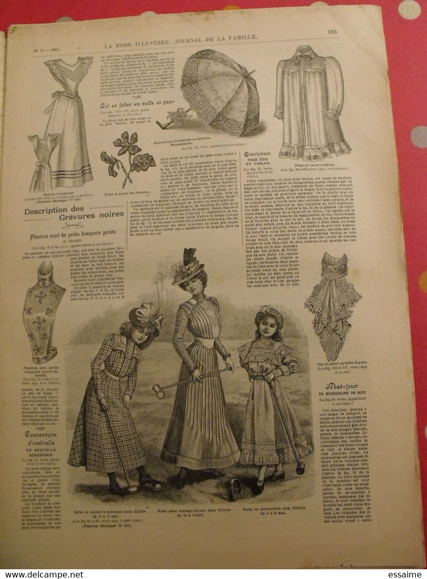 4 revues la mode illustrée, journal de la famille.  n° 15,16,17,18 de 1900. couverture en couleur. jolies gravures