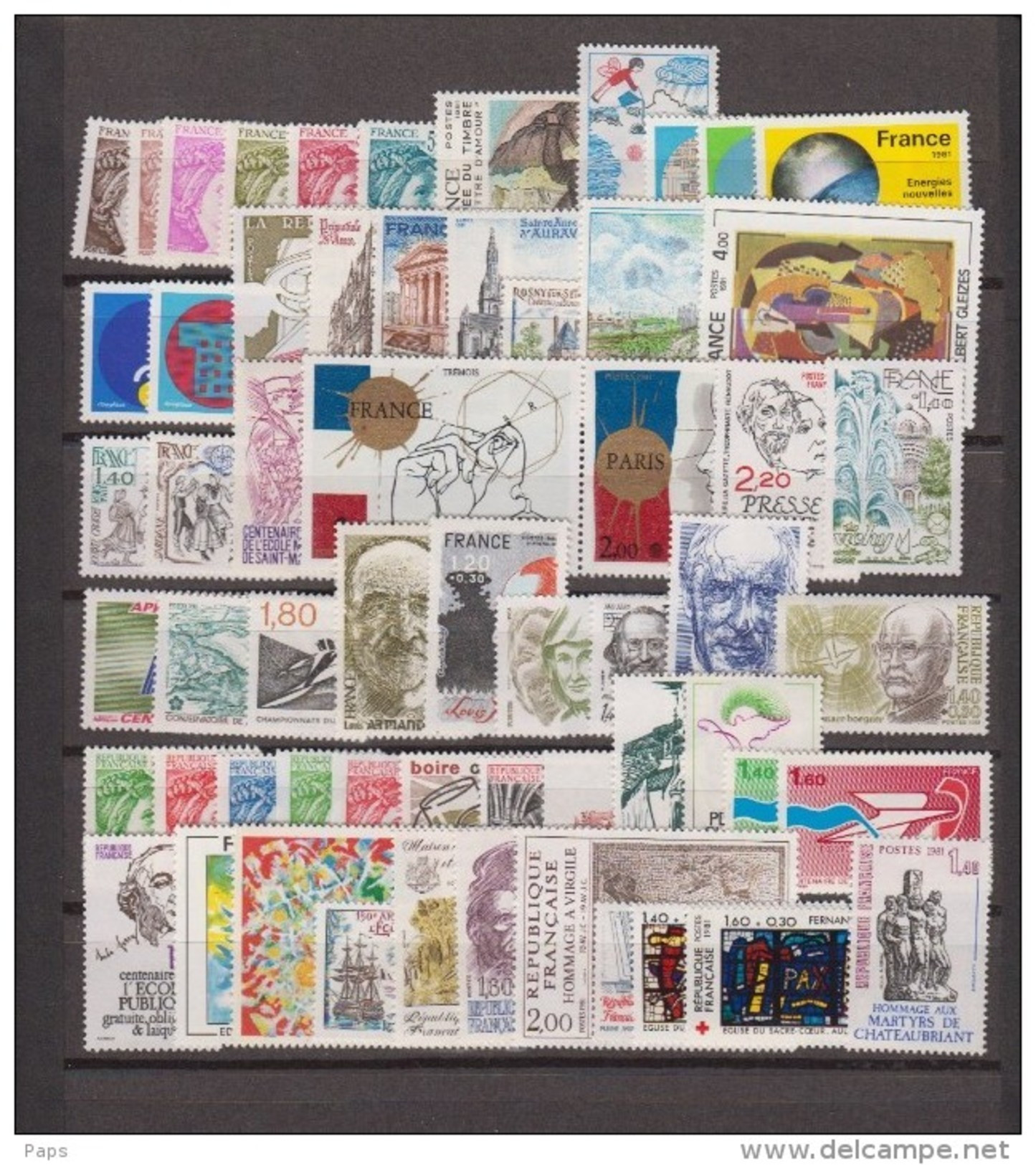 1981-FRANCE-ANNEE COMPLETE 1981**.60 TIMBRES - 1980-1989