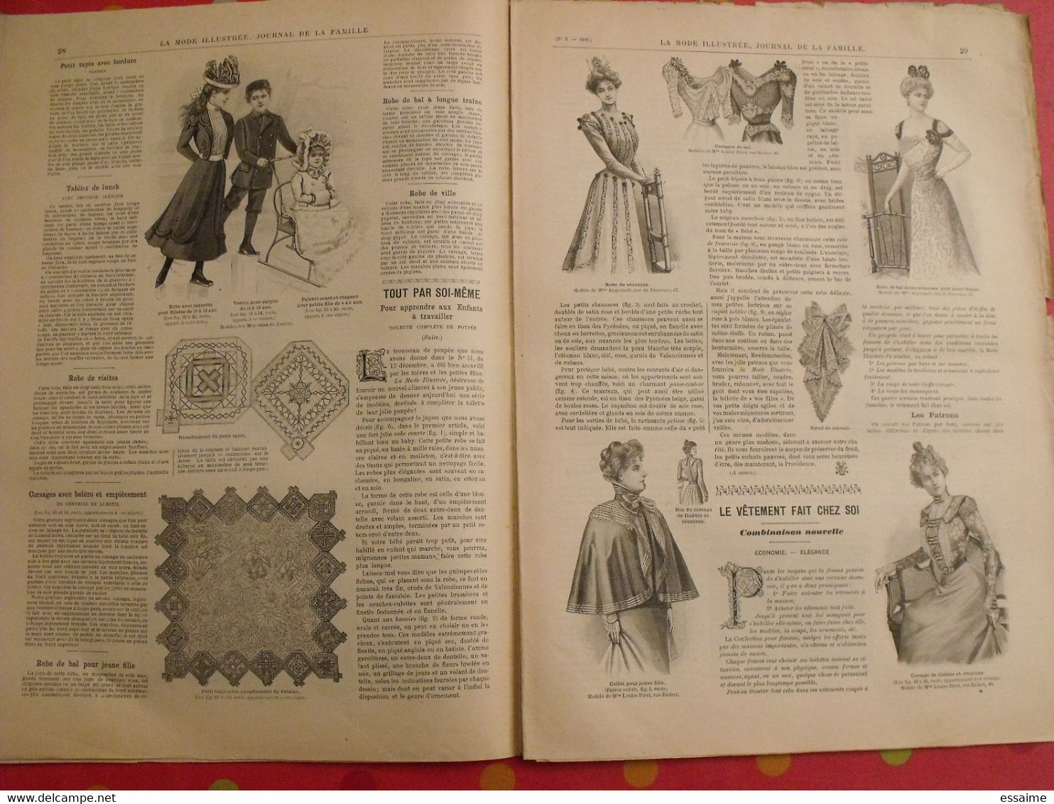 3 Revues La Mode Illustrée, Journal De La Famille.  N° 1,2,3 De 1900. Couverture En Couleur. Jolies Gravures - Moda