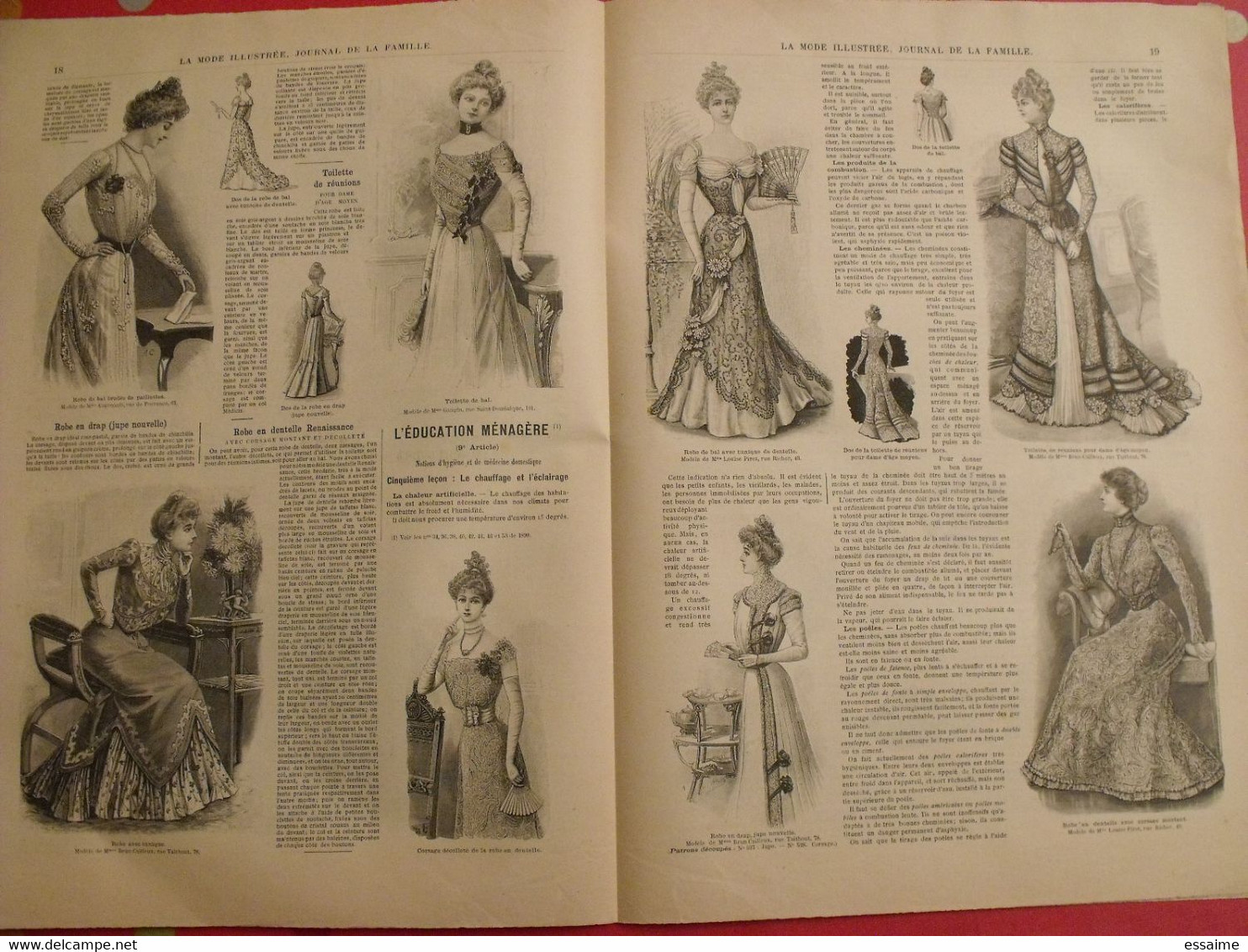 3 revues la mode illustrée, journal de la famille.  n° 1,2,3 de 1900. couverture en couleur. jolies gravures