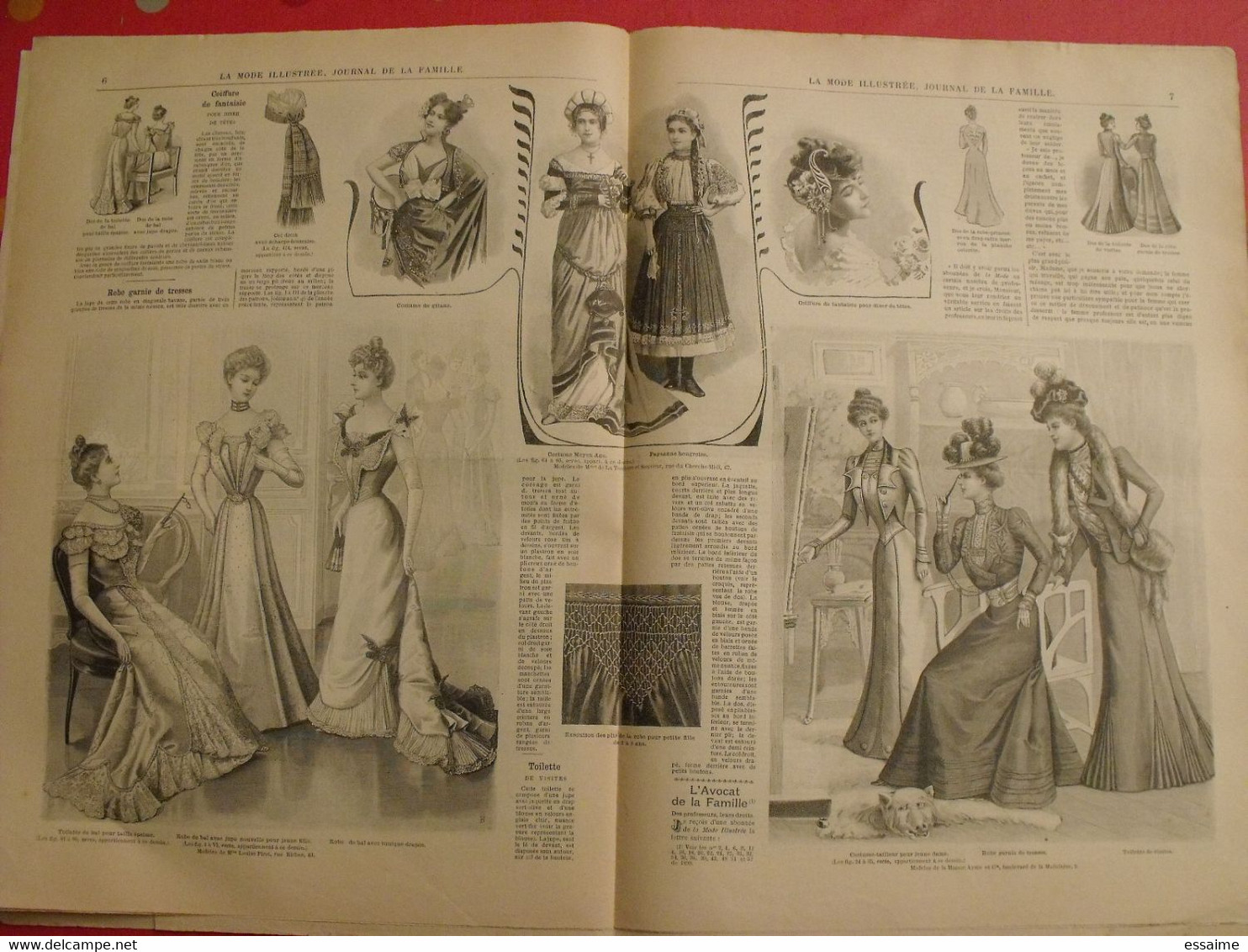 3 revues la mode illustrée, journal de la famille.  n° 1,2,3 de 1900. couverture en couleur. jolies gravures