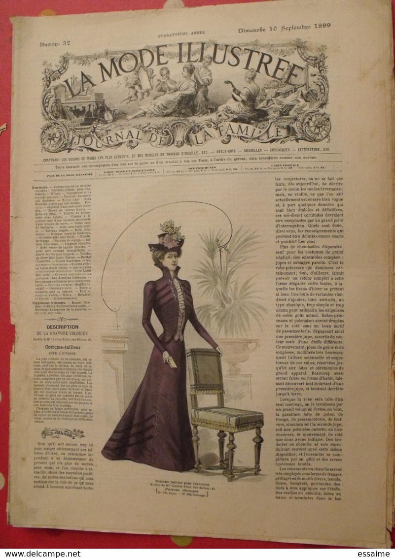 4 Revues La Mode Illustrée, Journal De La Famille.  N° 33,34,36,37 De 1899. Couverture En Couleur. Jolies Gravures - Moda