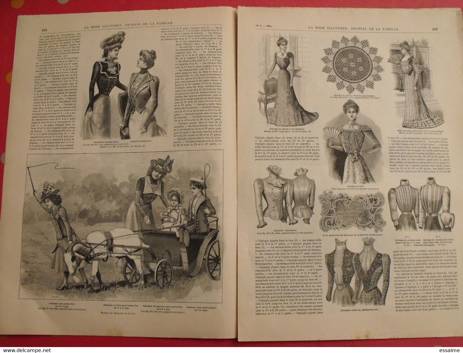 4 revues la mode illustrée, journal de la famille.  n° 33,34,36,37 de 1899. couverture en couleur. jolies gravures