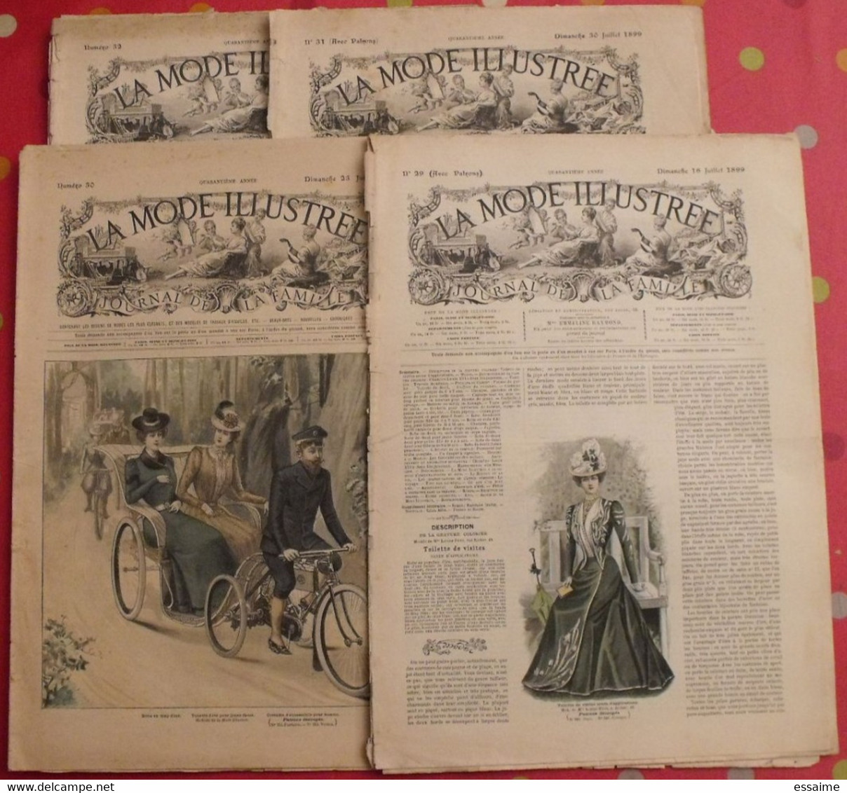 4 Revues La Mode Illustrée, Journal De La Famille.  N° 29,30,31,32 De 1899. Couverture En Couleur. Jolies Gravures - Mode