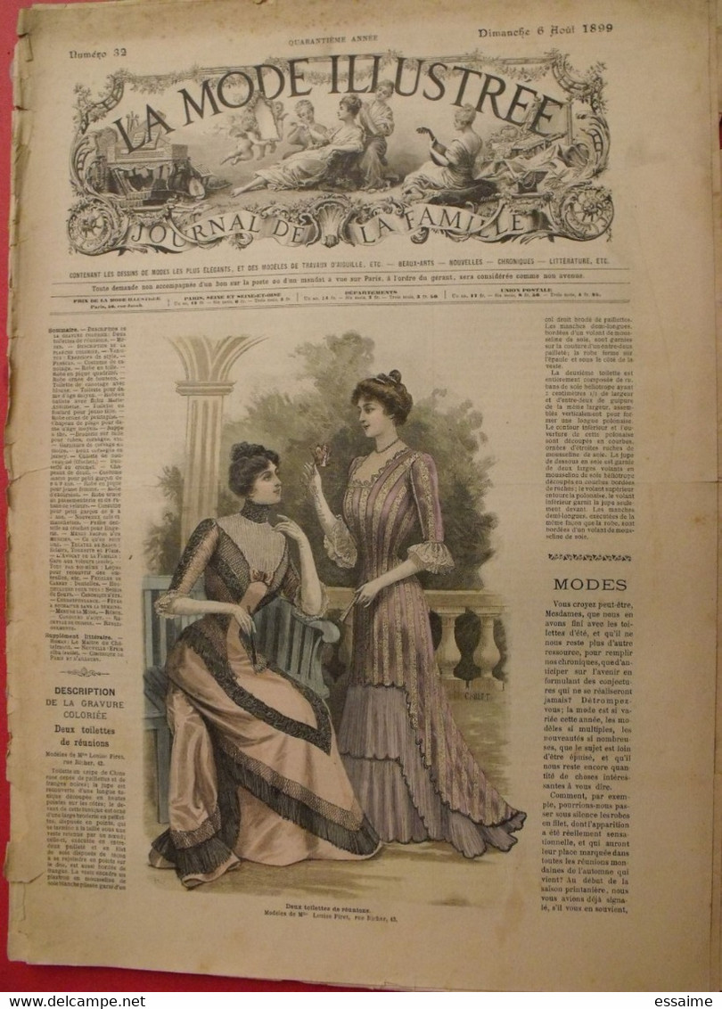 4 Revues La Mode Illustrée, Journal De La Famille.  N° 29,30,31,32 De 1899. Couverture En Couleur. Jolies Gravures - Moda