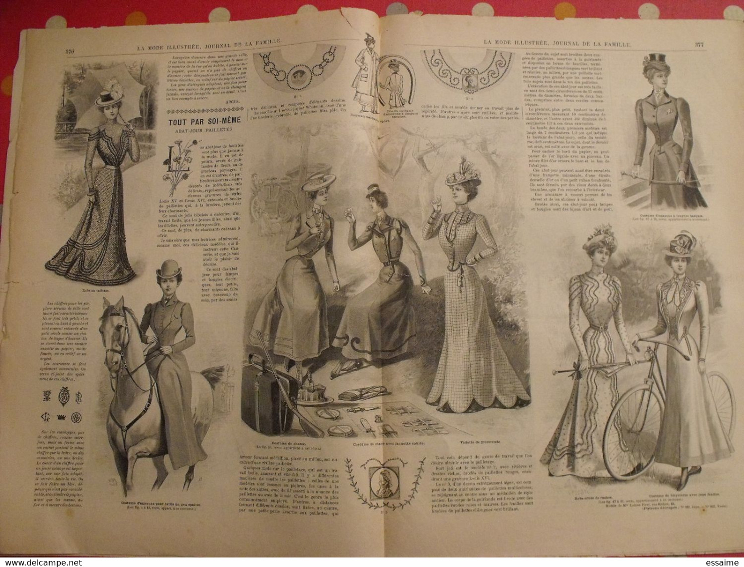 4 revues la mode illustrée, journal de la famille.  n° 29,30,31,32 de 1899. couverture en couleur. jolies gravures