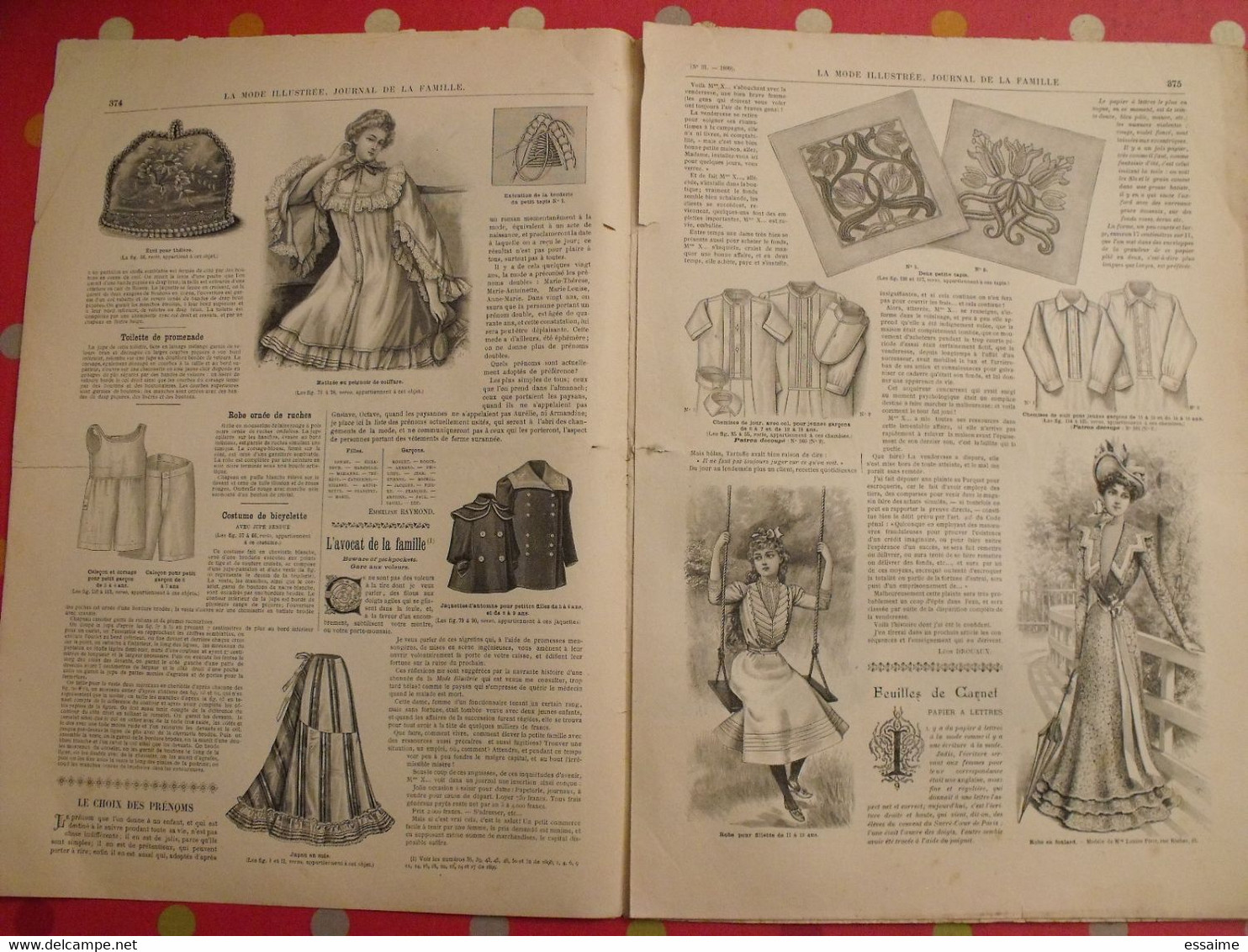 4 revues la mode illustrée, journal de la famille.  n° 29,30,31,32 de 1899. couverture en couleur. jolies gravures