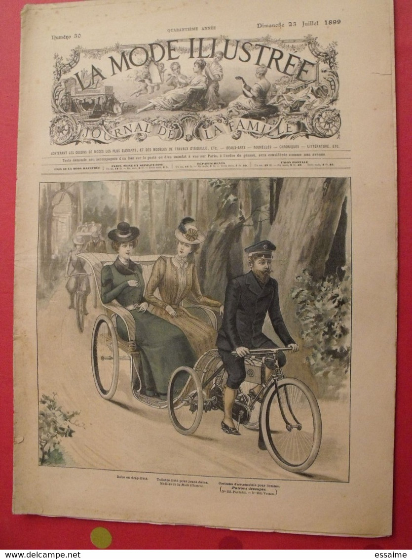 4 revues la mode illustrée, journal de la famille.  n° 29,30,31,32 de 1899. couverture en couleur. jolies gravures