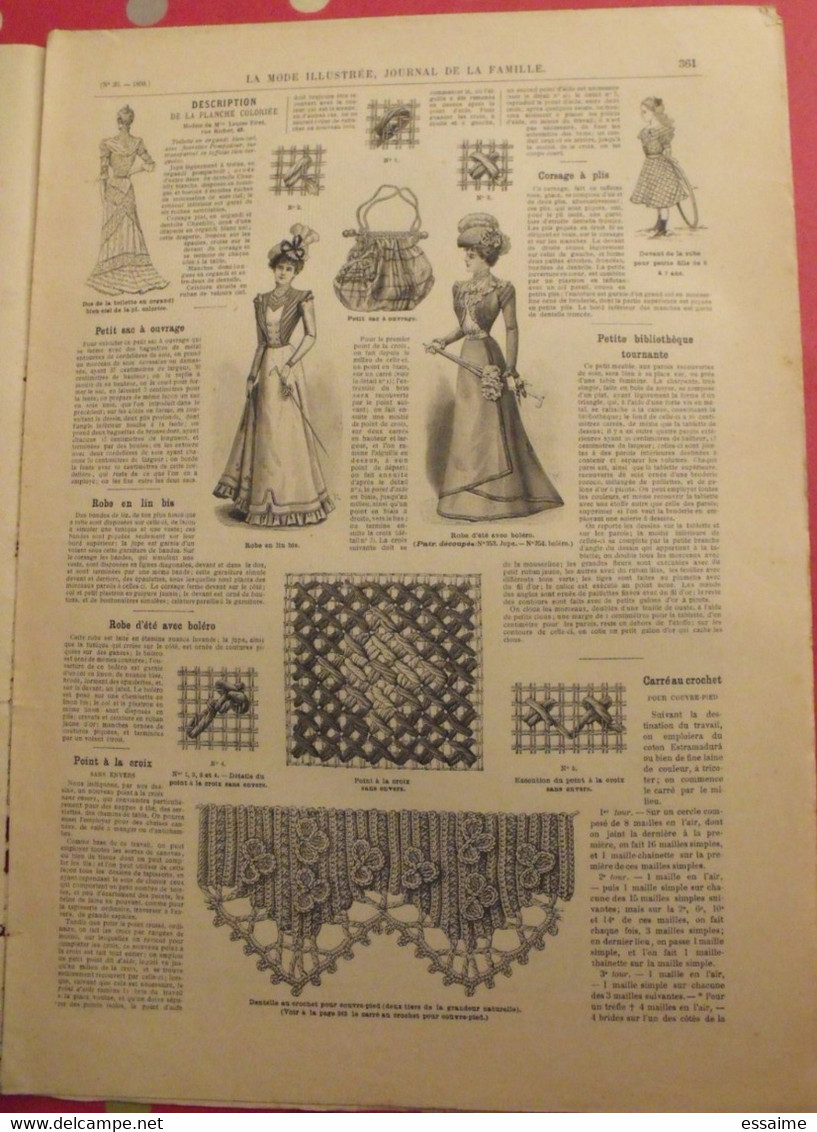 4 revues la mode illustrée, journal de la famille.  n° 29,30,31,32 de 1899. couverture en couleur. jolies gravures