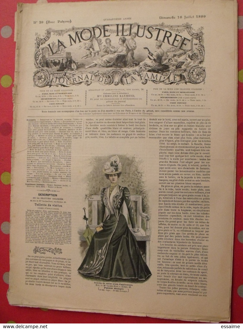 4 revues la mode illustrée, journal de la famille.  n° 29,30,31,32 de 1899. couverture en couleur. jolies gravures