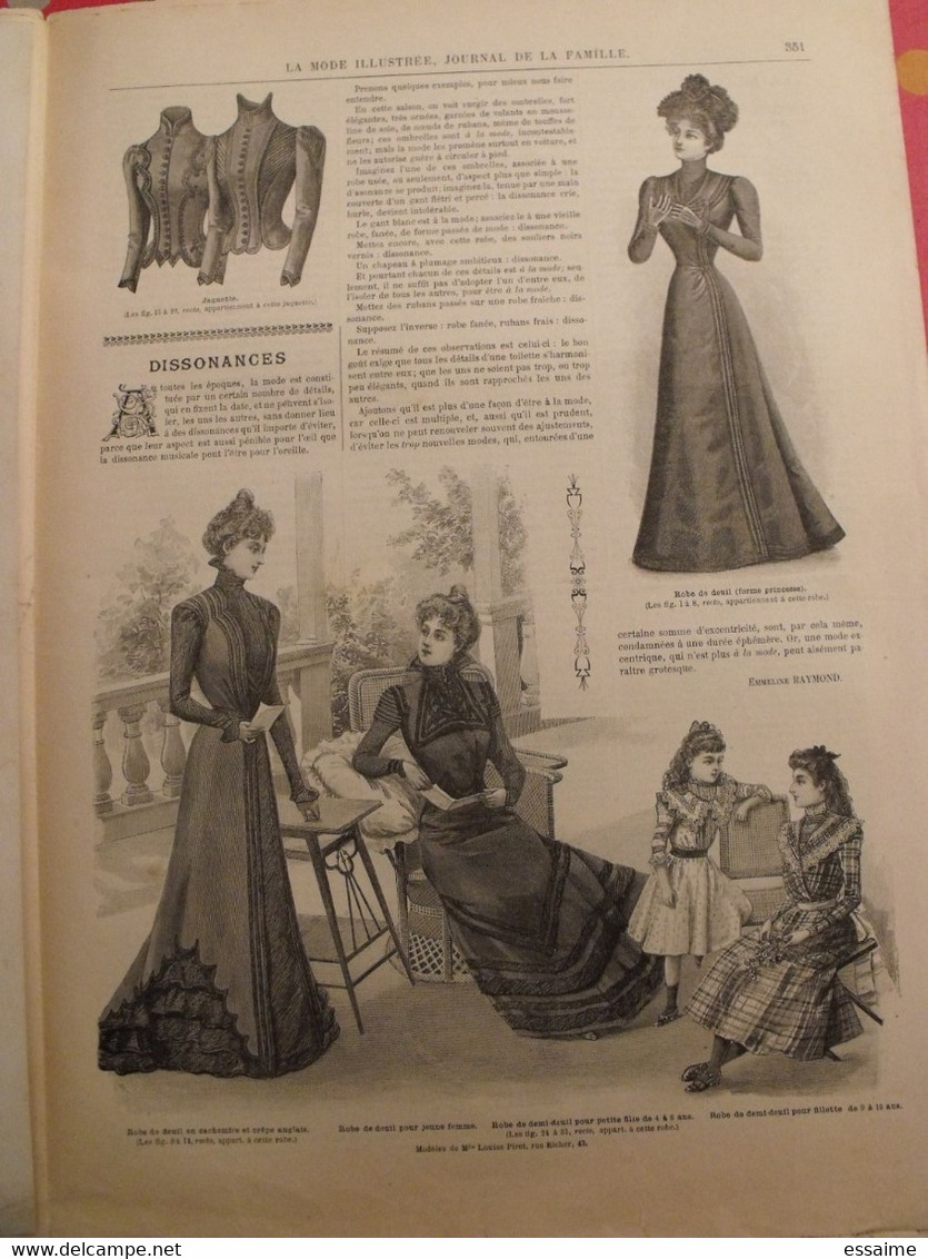 4 revues la mode illustrée, journal de la famille.  n° 29,30,31,32 de 1899. couverture en couleur. jolies gravures